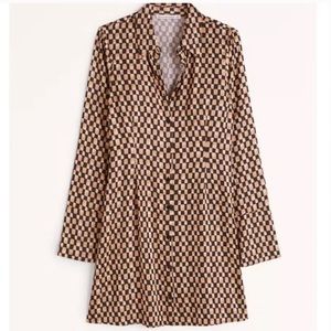 A&F Women’s Long Sleeve Satin Shirt Dress in Petite Small